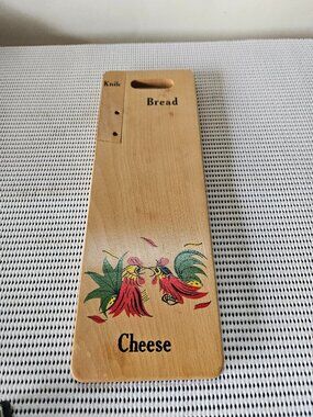Vintage Roosters Cutting Board with Knife & Salt and Pepper Set.  G13